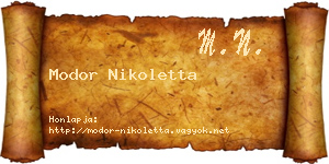 Modor Nikoletta névjegykártya